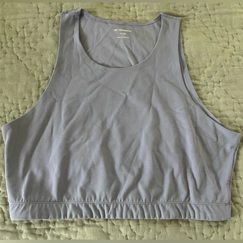 REI Lavender Purple Take Your Time Crop Top Sports Bra Size XL Nylon Blend